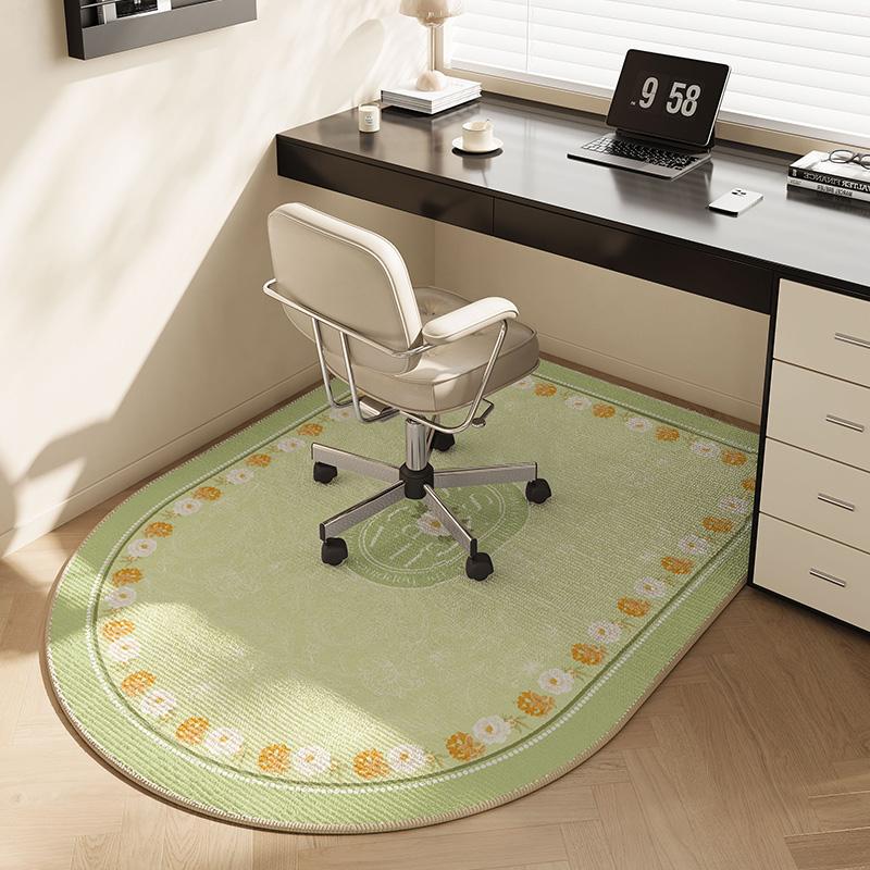 

VIKAMA Arched Computer Desk Swivel Chair Rug Study Desk Chair Floor Mat Slip Wheelchair Foot Mat Non-Slip Mats Home Decoration 60X90