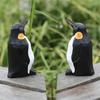 Penguin Ornament Real-looking Wooden Goose Animal Theme Small Size Penguin Carving Ornament for Desktop