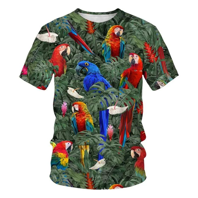 FashionSummer Parrot Bird 3D Print T-Shirts Streetwear Men Casual Oversized O-Neck Short Sleeved T Shirt Tees Tops Clothing