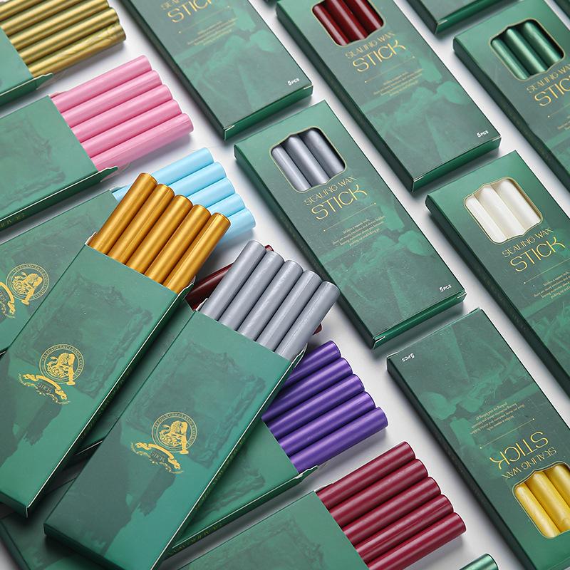 5PCS/Pack Boxed Wax Seal Sticks, Fire Paint Wax Stick Multi-color for You To Choose, Can Be Used with Glue Gun
