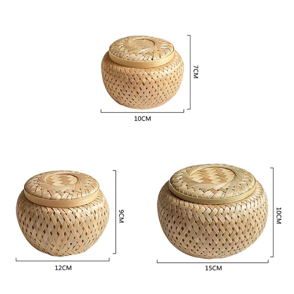 Desktop Ornament Bamboo Storage Basket Fruit Dried Fruit Snack Woven Basket Cute Tea Basket