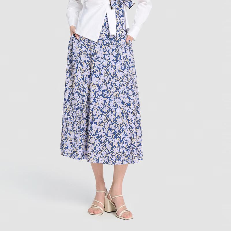 ELLASSAY Printed A-Line Midi Skirt XS