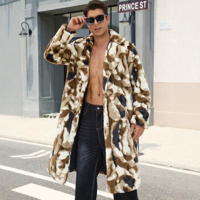 Cappotto Invernale Caldo Morbido Pelliccia Sintetica da Uomo Con Tasche Casual Giacca Lunga Pelosa Aperta Davanti Manica Lunga Ampia Capospalla Parka In Pelliccia Sintetica da Uomo