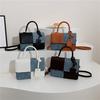 Women PU Leather Shoulder Bag Stylish Crossbody Bag Patchwork Handbag Stylish Top Handle Bag with Detachable & Adjustable Shoulder Strap for Commuting
