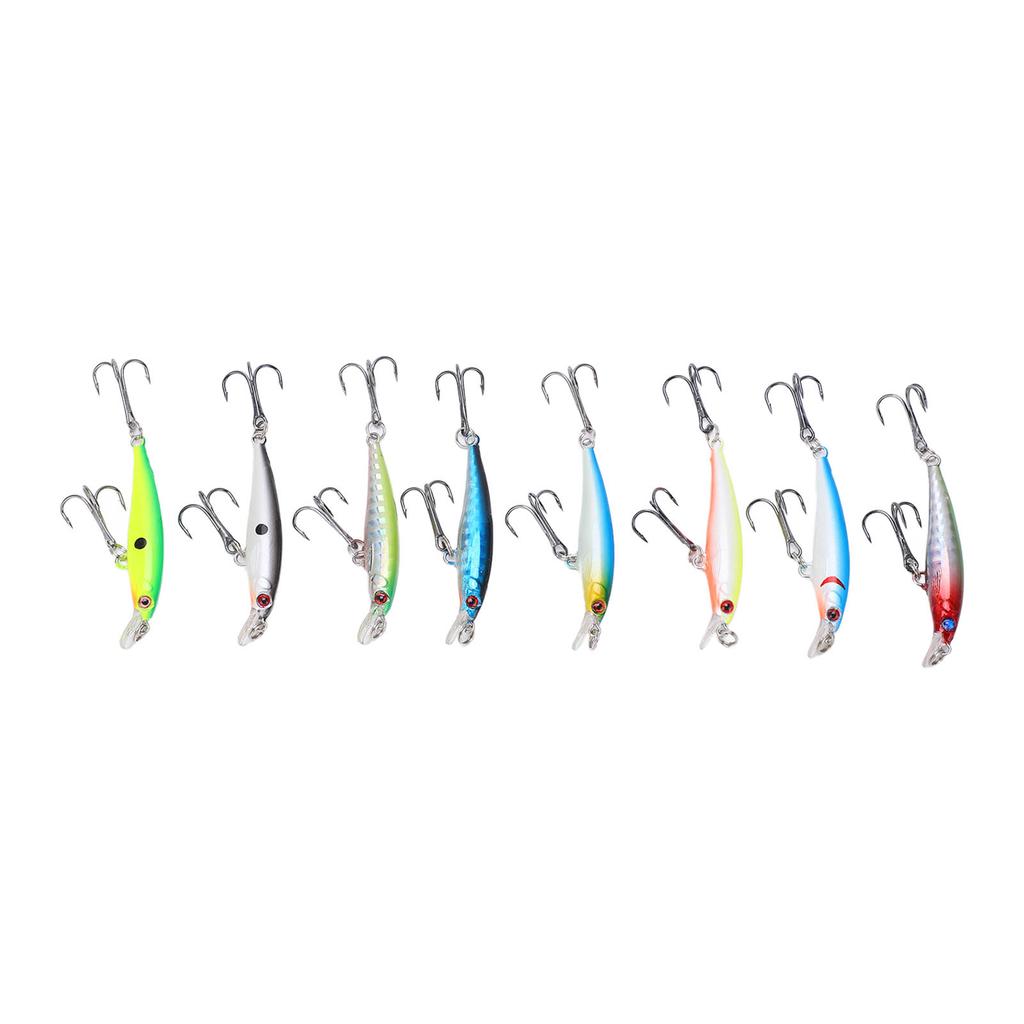 8PCS Minnow Fishing Lure 5cm 3g Artificial Sinking Long Throw Hard Bait Wobbler Jig Bait