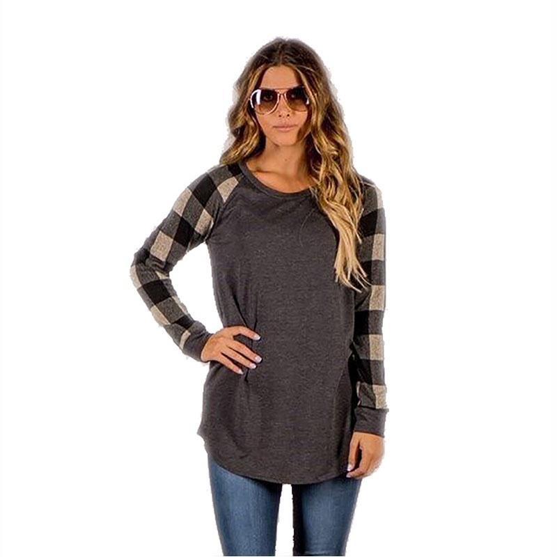Striped Blouse Womens Plaid Long Sleeve Ladies Top T Shirt Loose Tops Casual