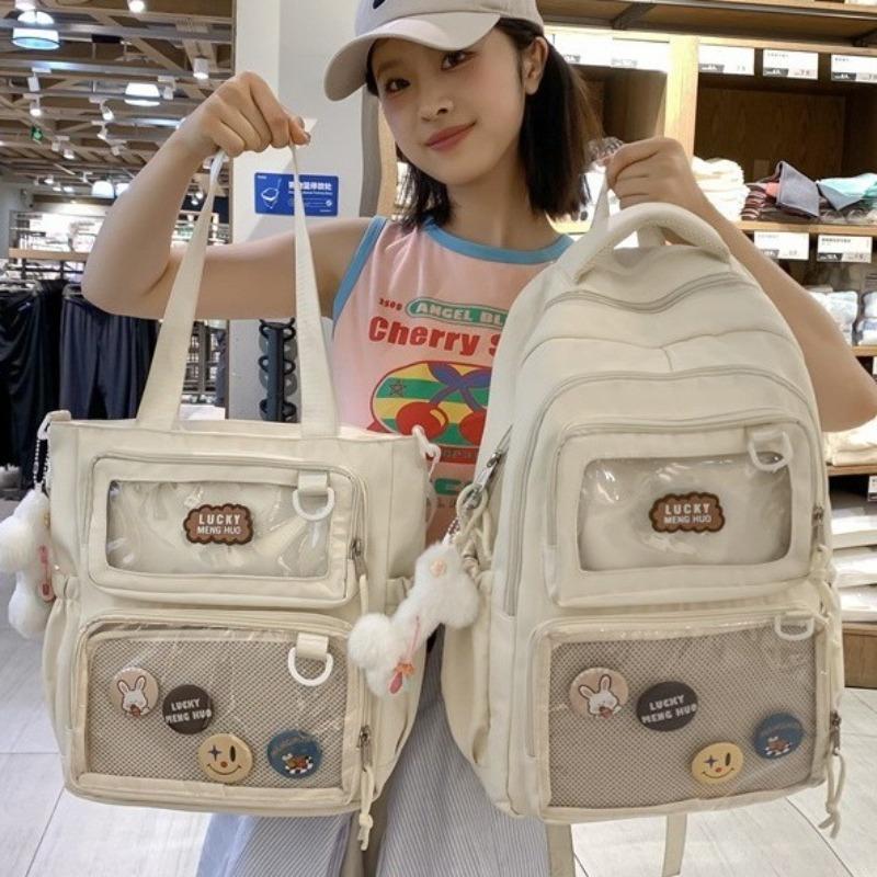 Mori large-capacity backpack female ins college style soft sister girl versatile transparent pain bag student class schoolbag