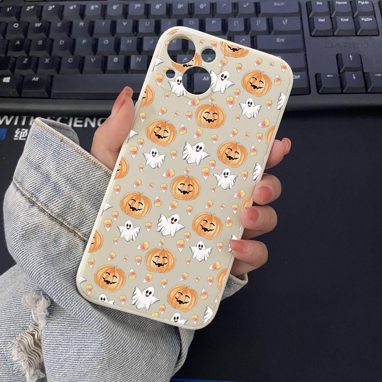 

Halloween Cute Pumpkin Skull Phone Case for IPhone 16 15 14 11 Pro Max 13 12 MINI 17 X XR XS Max 7 8 Plus 16E Soft Silcone Cover iPhone 14 Pro Max