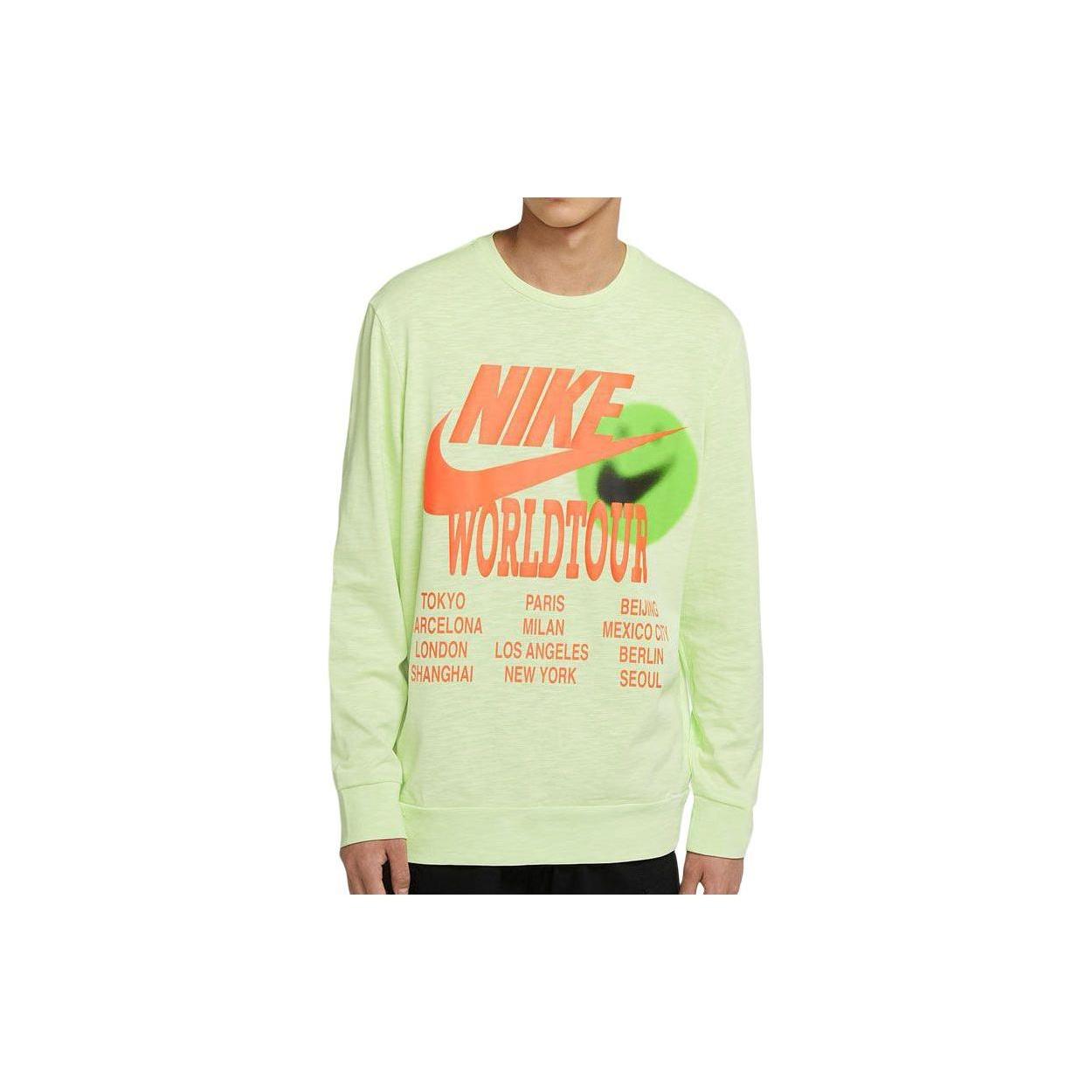 Nike Athletic Alphabet Pattern Round Neck Pullover Long Sleeves Hoodie Men s Green DA0630-383 L