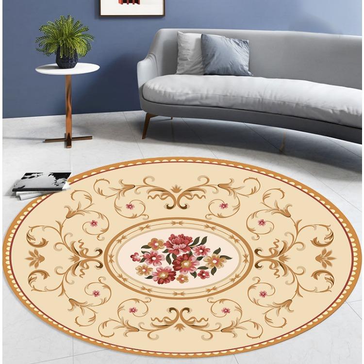 WTEMPO Round Ethnic Style Carpet Full Shop Washable Living Room Carpet Foldable Floor Mat