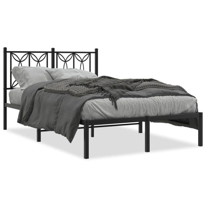 VidaXL Cadre de lit métal sans matelas avec tête de lit noir 120x190cm 376125