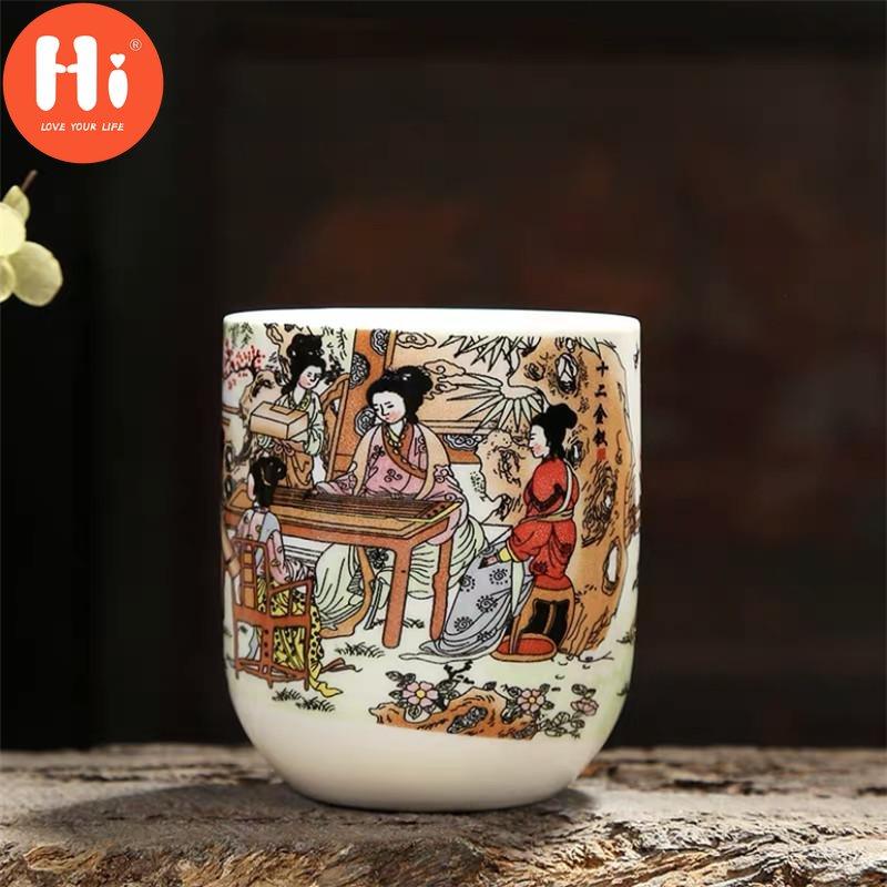Hi 170ml Porcelain Tea Cup Ceramic Coffee Cup Handmade Water Cup Office Drinkware Blue White
