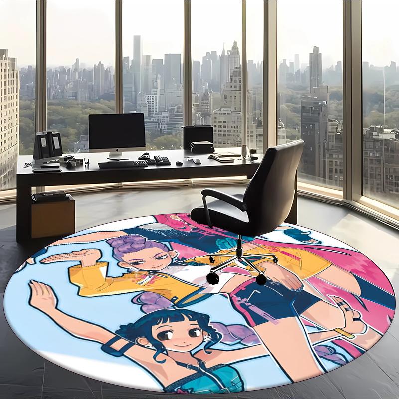 Huntrix (48) Round Office Rug Decorative Floor Rug for Office Bedroom Living Room and Home Space