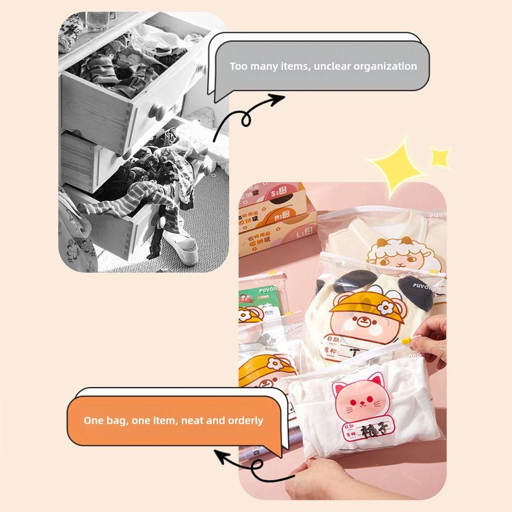 10/15PCS Cartoon Pattern Classified Sealed Bag Moisture-proof Cloth Sorting Pouch  Travel