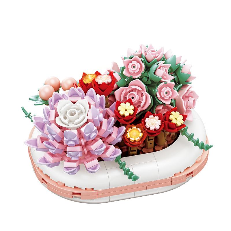 Yeni Yaratıcı Etli Saksı Bonsai Tuğla Şehir Çiçek Buketi Aydınlık Dekorasyon Yapı Taşı DIY Erkek Çocuk Oyuncakları Hediyeler