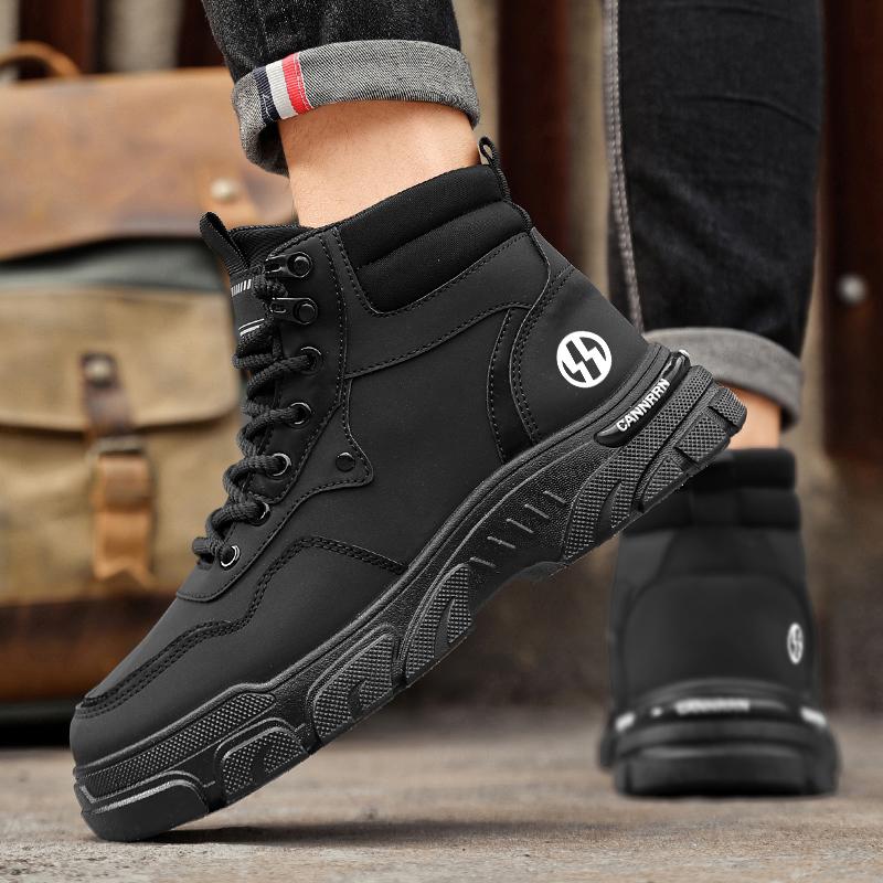 Men's Boots Autumn and Winter High Top Casual Boots Fashion Anti Slip Soft Soled Outdoor Workwear Boots Youth Motorcycle Boots