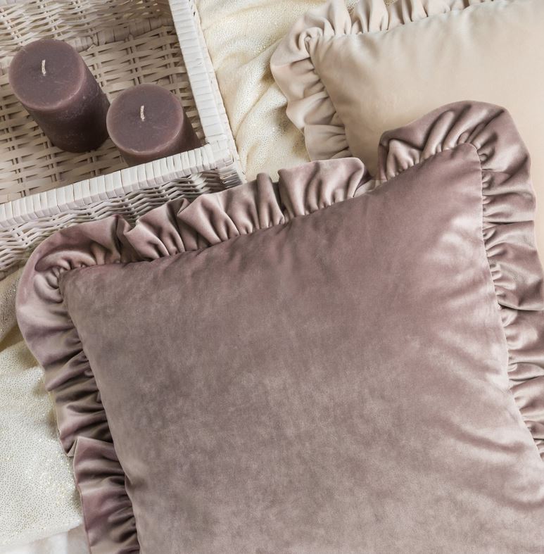 Poszewka 45X45 Velvet Czerwona Falbanka Welurowa
