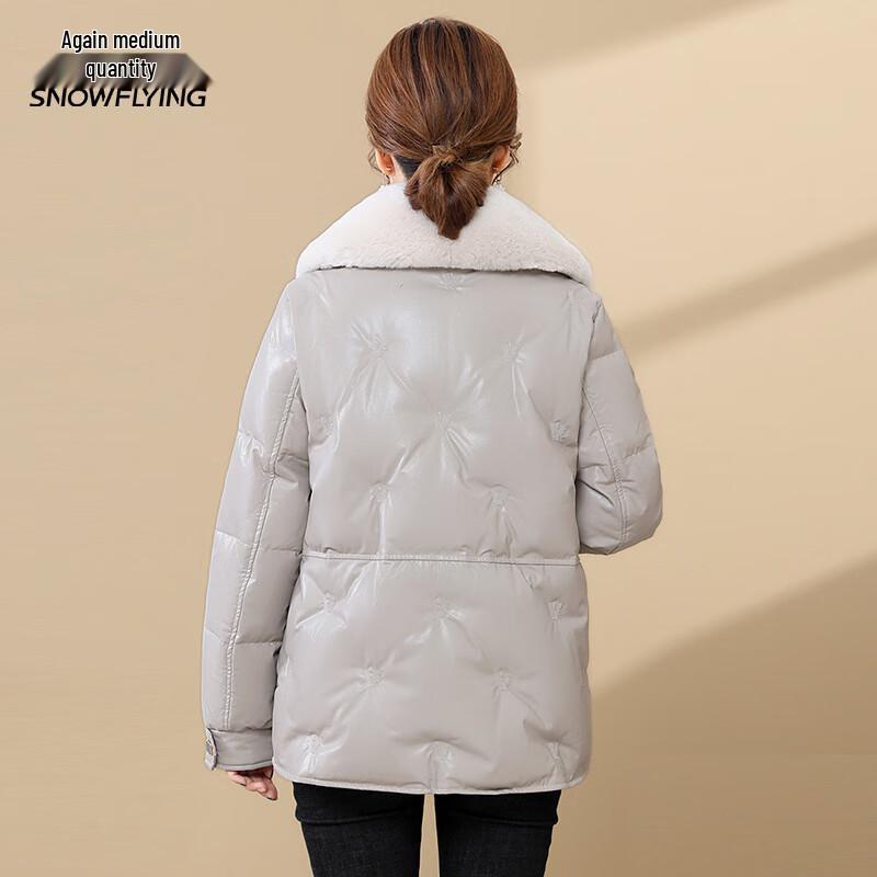 Snowflying Women's Winter Rex Rabbit Fur Collar Down Jacket