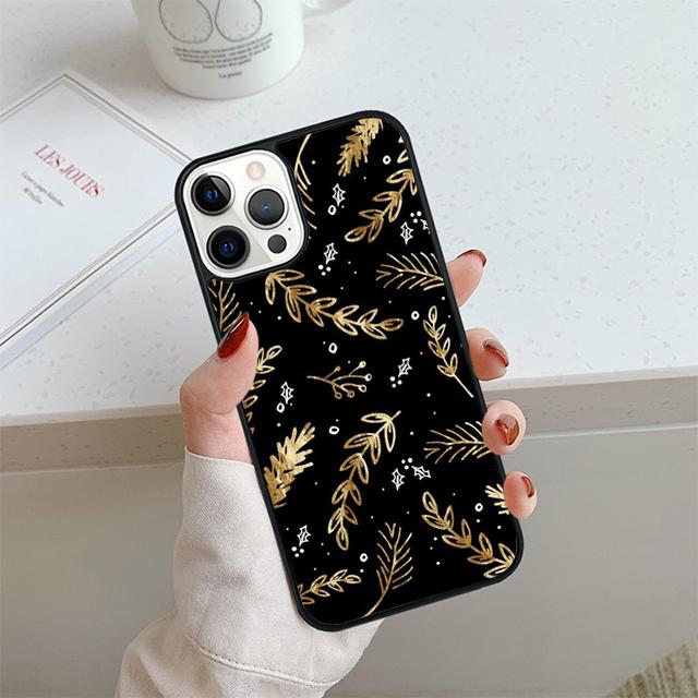 Feather Gold Foil Phone Case For iPhone 17 Air 14 15 16 13 12 Cover For Apple 14 15 16 Pro Max Plus Coque