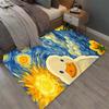 Gogh Starry Sky Cute Yellow Duck Rug Non Slip Floor Mat Waterproof Rectangle Carpet for Bedroom Living Room Bedside Home Decor