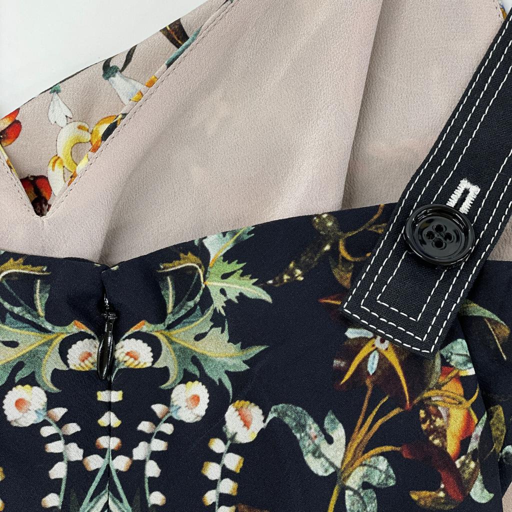 BURBERRY Flower camisole silk one-piece dress UK4 Black x beigeUsed