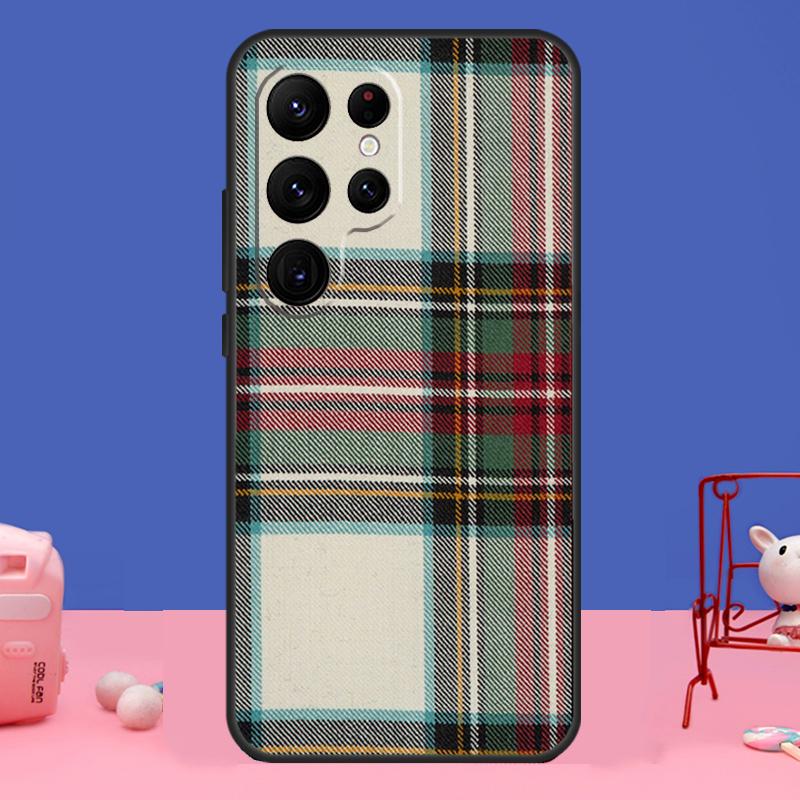 Housse Motif Carreaux Tartan Clan Stewart Pour Samsung Galaxy S24 S23 S22 S21 S20 FE Ultra Plus S8 S9 S10 Note 10 20 Ultra Coque
