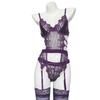 Sex underwear sexy pure desire purple onesie French vest seduction high sense lace steel ring pajama set