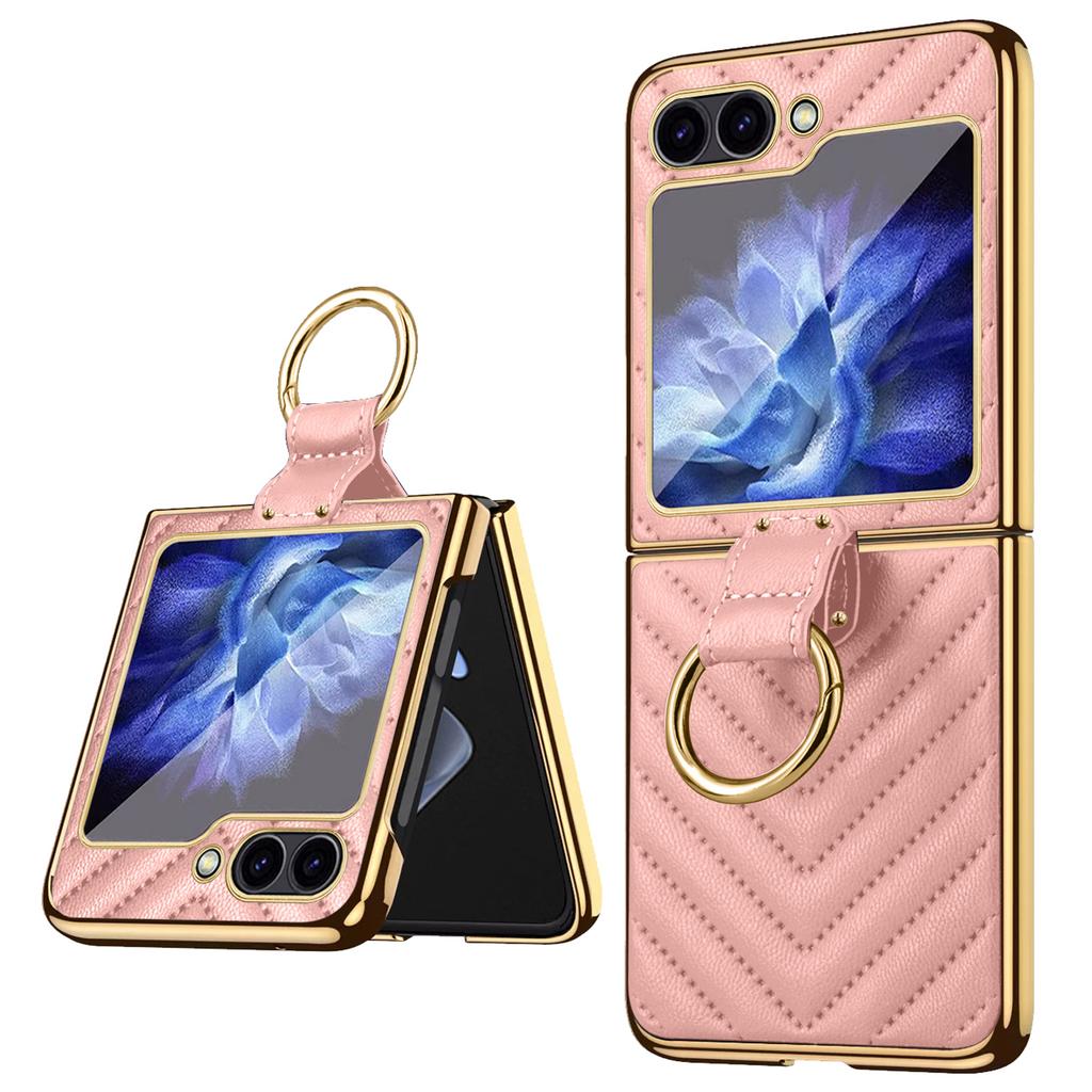 Für Samsung Galaxy Z Flip7 FE 5G/Z Flip6 5G Hülle V-förmiges Muster Ständer PC Handyhülle