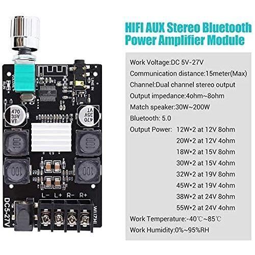 Amplificateur bluetooth - zhiting - tpa3116d2 - 2x50w - dc 5v-27v - stéréo hifi