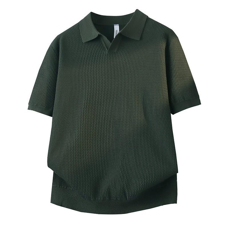Heren Retro Stijl Korte Mouw Polo Shirt 2026 Dunne Gebreide Casual Katoenmix T-shirt Dagelijks Gebruik