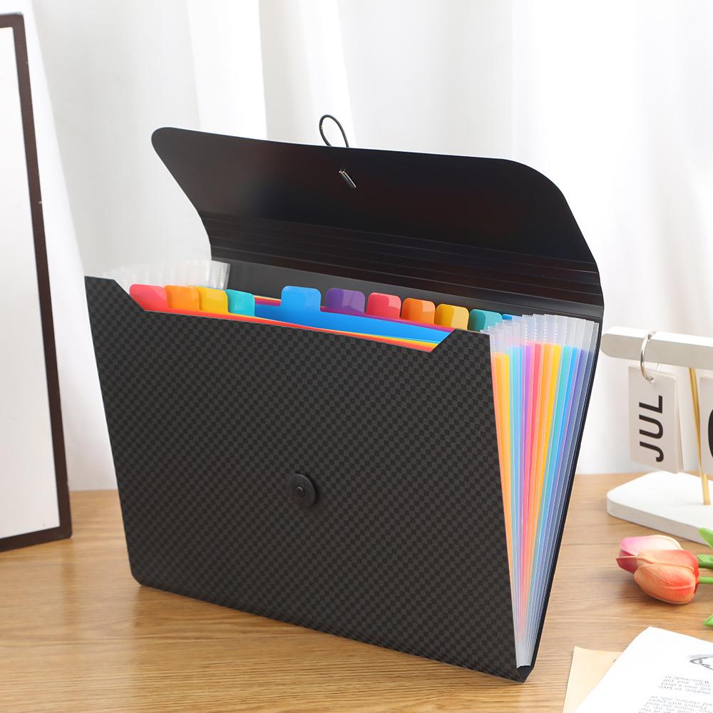 A4 PP File Folder with Tabs & Accordion 13 Pockets Buckle Closure Customizable Document Organizer for School & Office