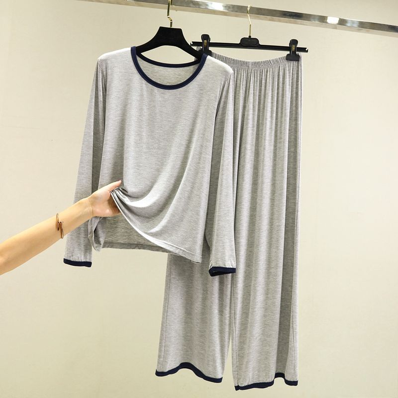 

Modal round Neck Thin Casual Solid Color Long-Sleeved Trousers Light gray 2XL (70.00 kg-80.00 kg recommended