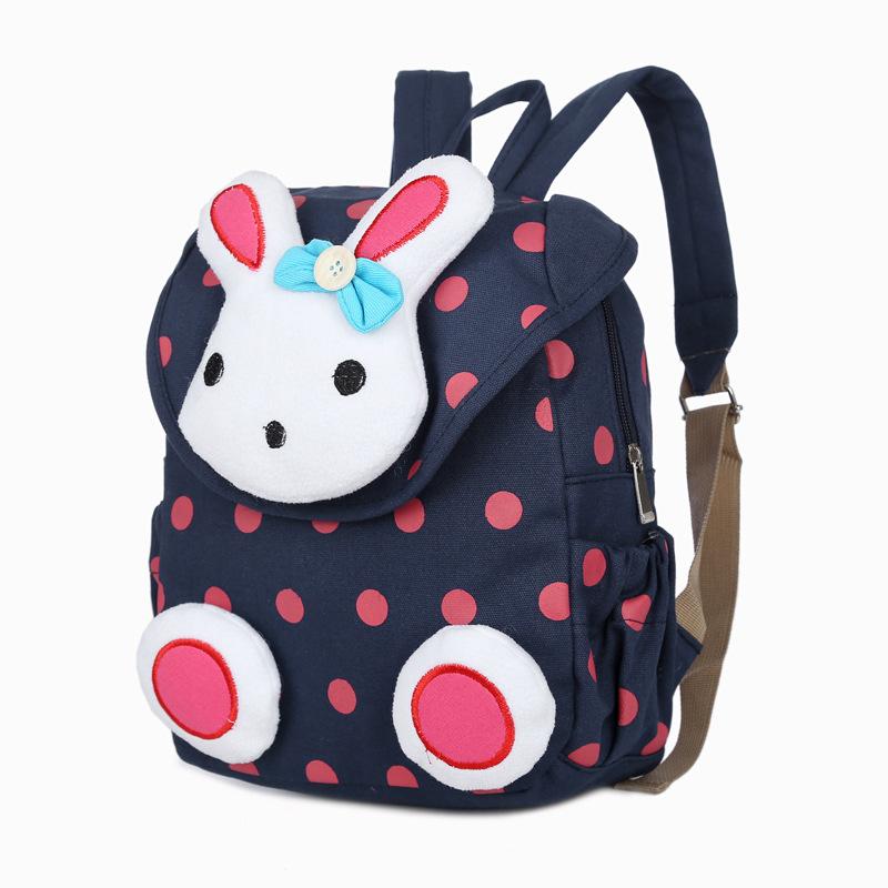 Cute Rabbit Canvas Backpack for Girl, Lightweight Preschool Kindergarten School Bag, for Little Girls 3-7 Years