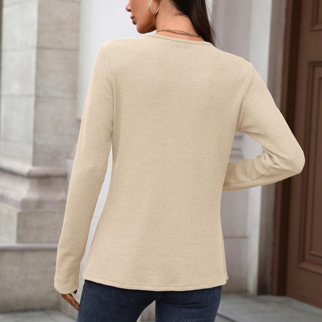 Women Tops Long Sleeve R-Neck Shirts Fall Fashion  Casual Business Tunic Blouses