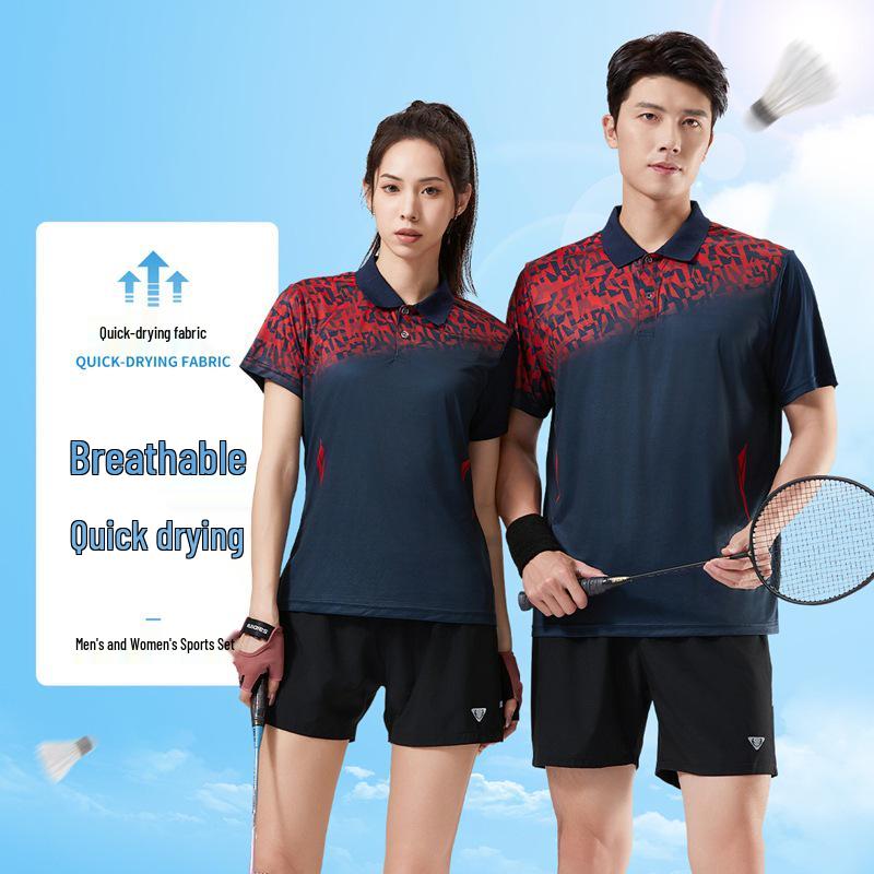 

Унисекс Летний Быстросохнущий Набор для Бадминтона: Дышащий комплект для фитнеса с коротким рукавом для тенниса и настольного тенниса, с возможностью нанесения логотипа XL