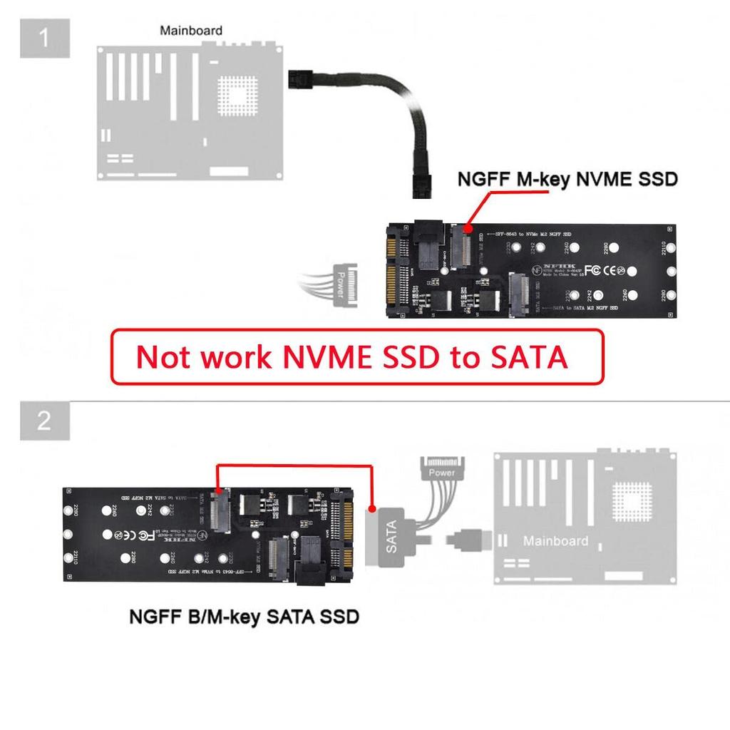 Cablecc SFF-8643 To U2 Kit NGFF M-Key To HD Mini SAS NVME PCIe SSD SATA Adapter for Motherboard