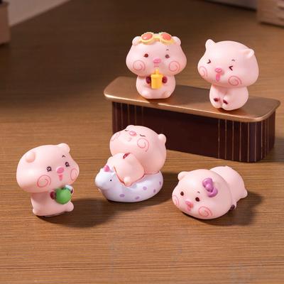 5 Stück Schwein Ornament Mini Tragbare Größe Q-Version Schwein Design Statue Miniatur Schwein