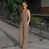European and American commuter fashion khaki vest trousers two-piece set women's 1116 spring new design suit