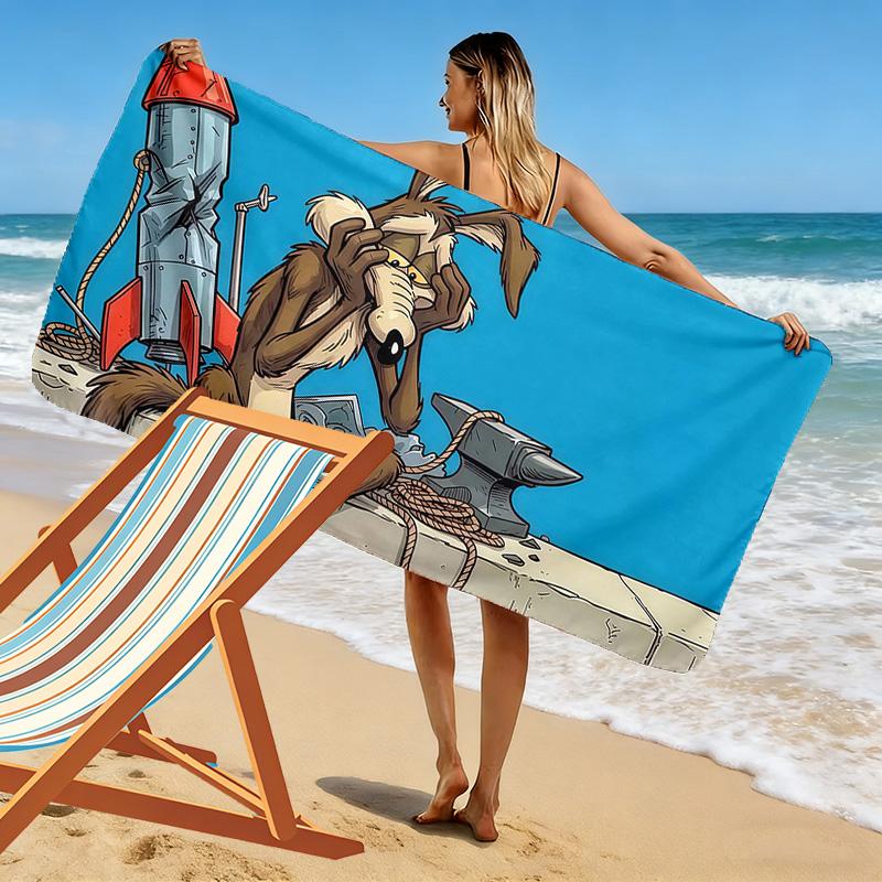 Looney Tunes Print Beach Towel, Large Soft Quick Dry Towel for Beach Camping Swimming