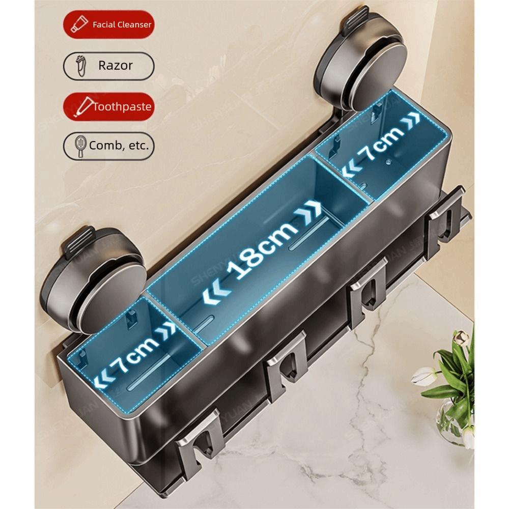 Suction Cup Toothbrush Storage Rack Integrated Hook 2/3/4 Person Electric Toothbrush Holder Reusable Detachable