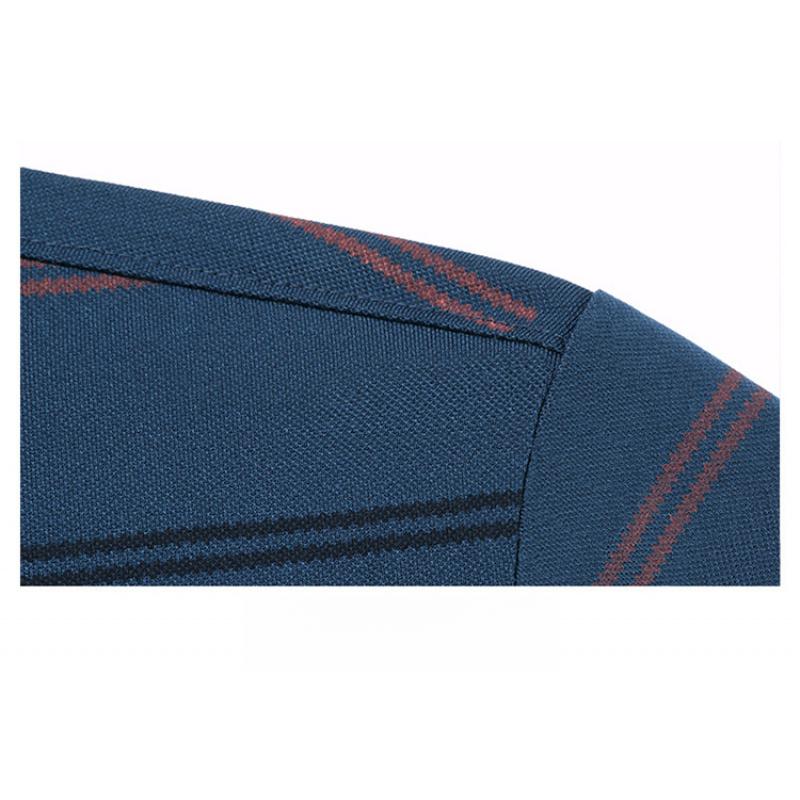 Spring And Autumn High-End Business Casual Polo Shirt For Middle-Aged Men Turn-Down Collar Long Sleeve Striped Versatile T-Shirt For Men