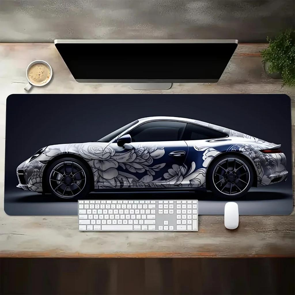 Large White Sports Car Design Mouse Pad Gaming Anti-Slip Rubber Base Desk Mat Gamer Office Laptop Computer Accessories Carpet