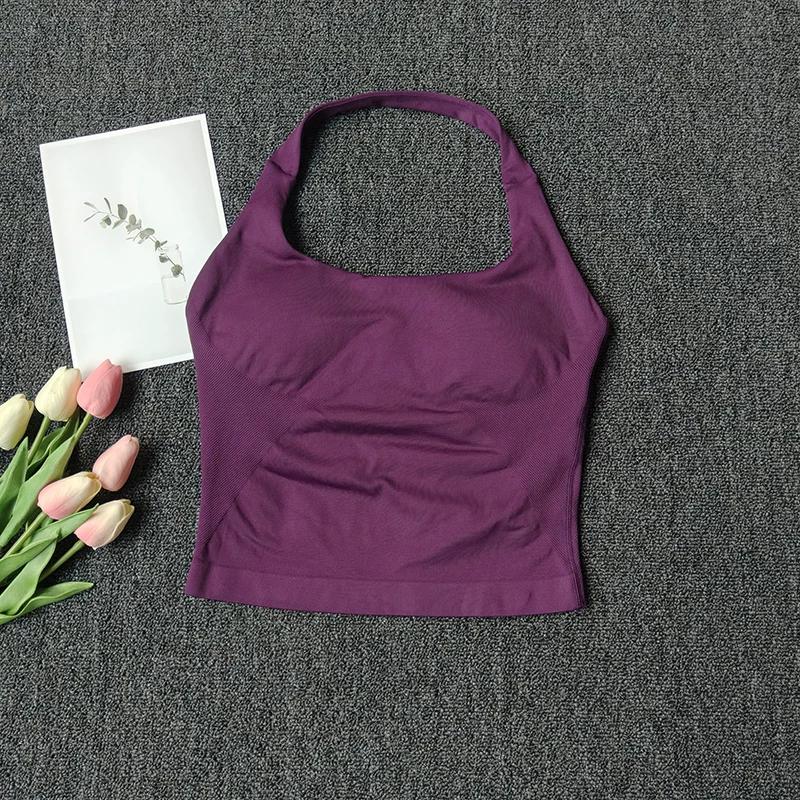 Women's Square Neck Deep Open Back Halter Bralette - Thick Straps, Slim-Fit, Removable Pads, Outerwear-Friendly