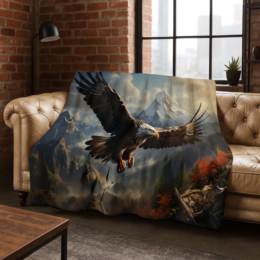 United States National Bird Eagle Flannel Blanket Soft Warm Blanket for Bedroom Room Living Room Bed Travel Camping Picnic Gift