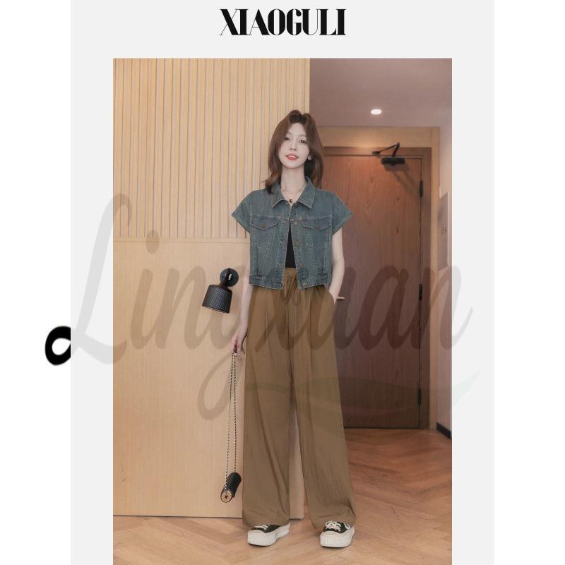 Women s Retro Dot Print Puff Sleeve Denim Jacket - Summer 2026 Short Sleeve Slimming Top Extra Large