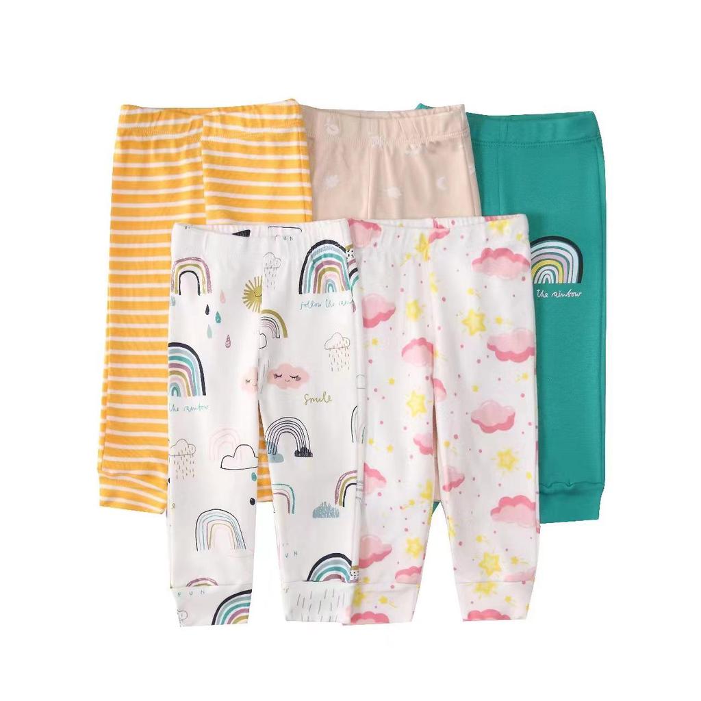 Mamaspap Kids' Spring/Autumn Homewear: Mixed Color 5-Piece Infant Trousers Gift Box - Cross-Border Delivery