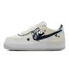 Air Force 1 Slip Resistant, Abrasion Resistant, Lightweight Low Top Skateboard Shoes Women's Beige Blue DZ1847-107(Team56-)