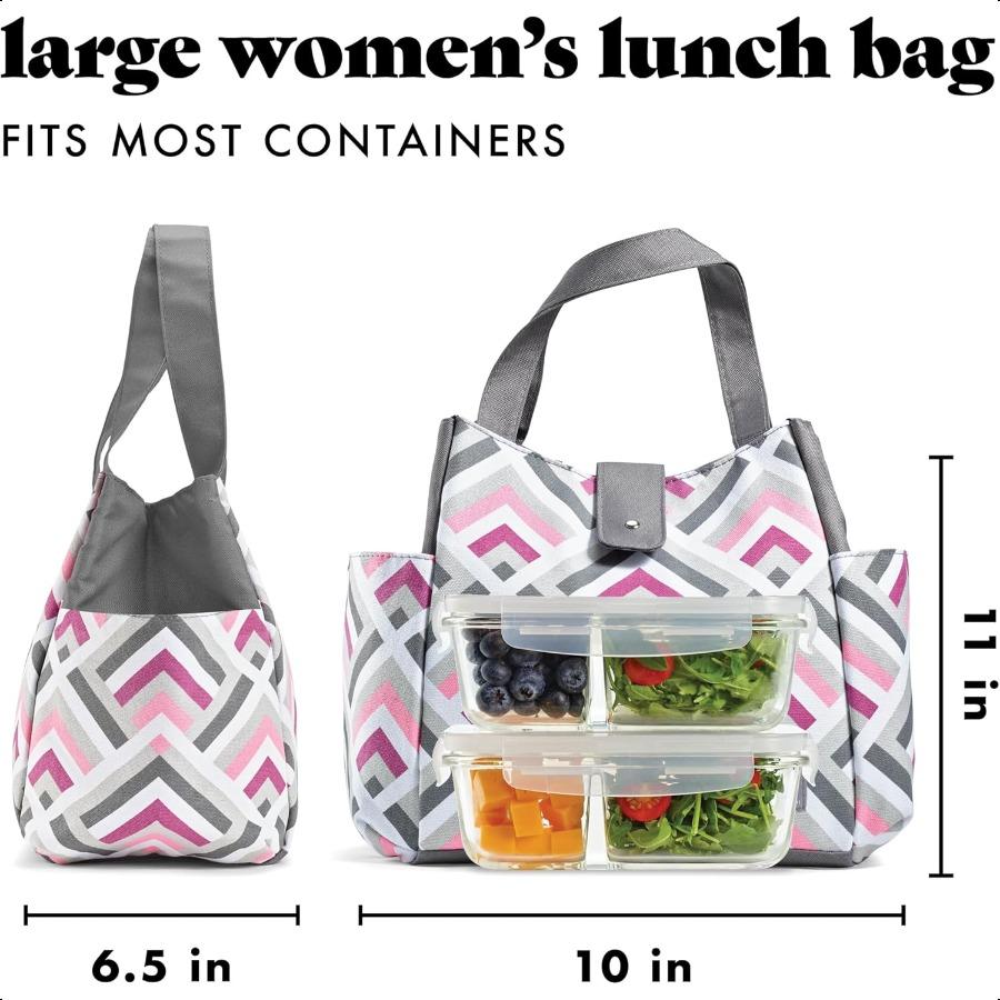 

Сумка для ланча Fit Fresh для женщин Изолированная женская сумка для ланча для работы Непротекаемая Устойчивая к пятнам Большая коробка для ланча для женщин с контейнером United States