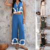Spring 2025 Summer Cross-Border Amazon European and American Leisure Holiday Style Bohemian Lace Patchwork Trousers Set