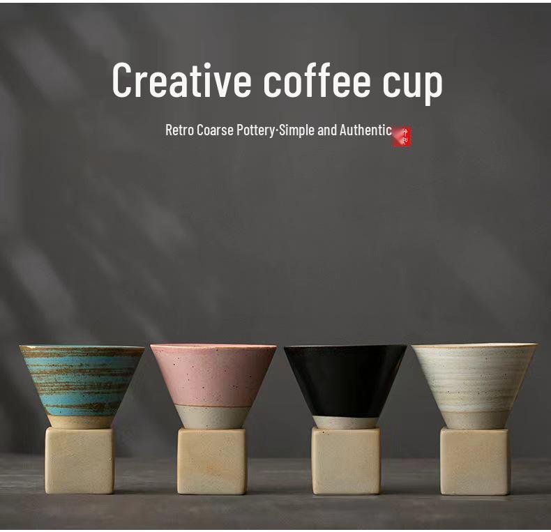 Japonský retro keramický šálek na kávu - Kónický šálek na latte art